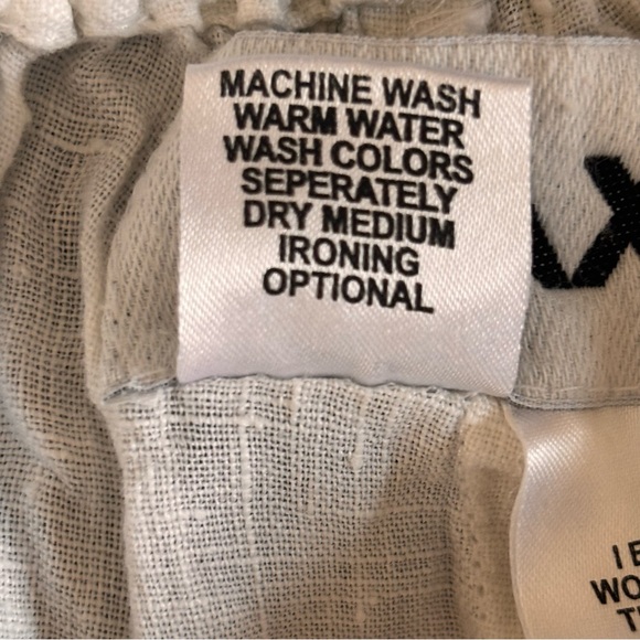 FLAX Classic Cream 100% Linen Pant With Pockets Size Medium - Picture 4 of 6